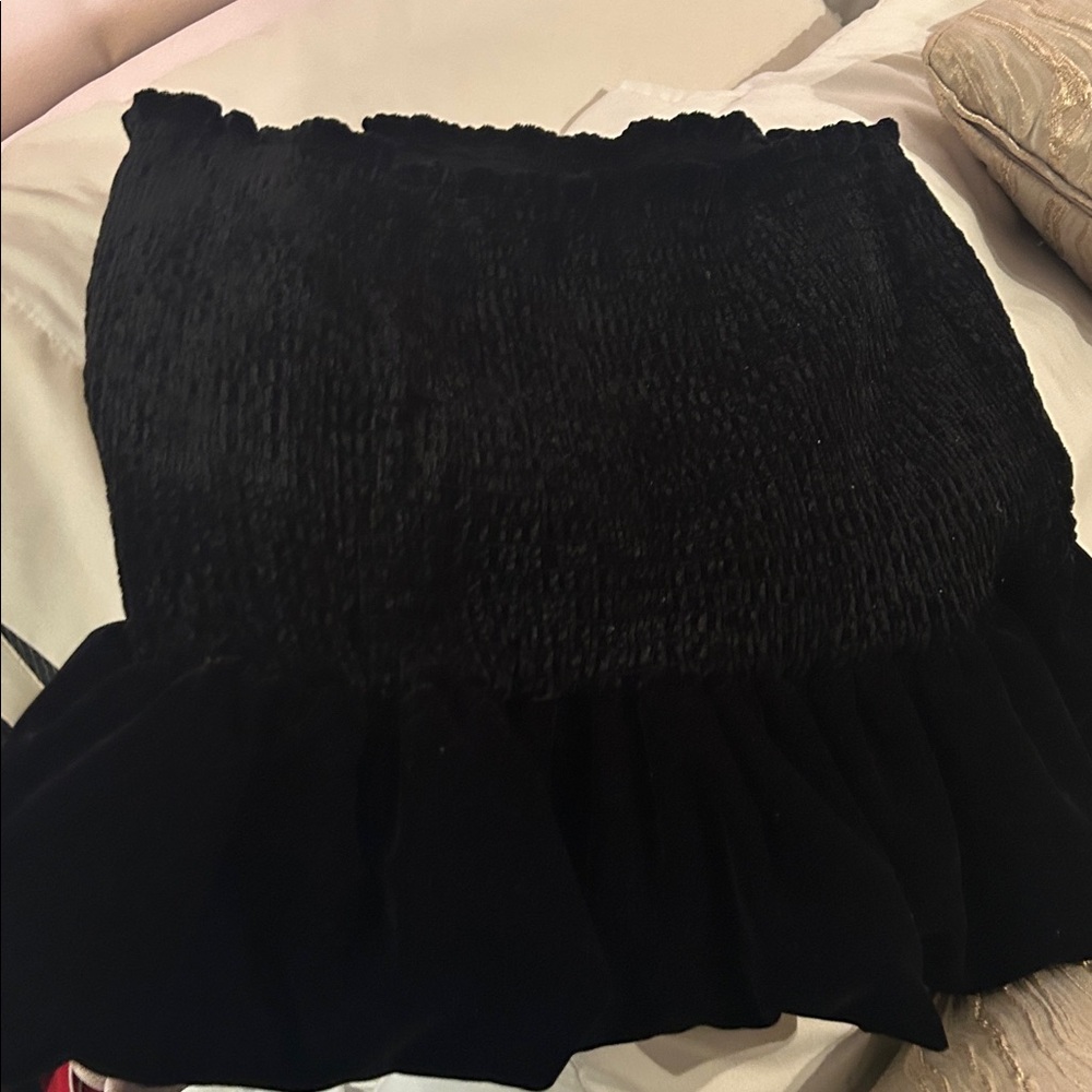 Zara Black Mini Skirt black velvet